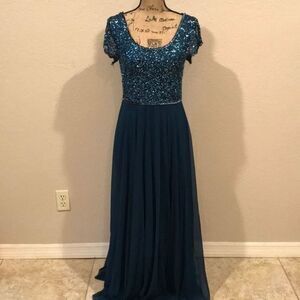 Jkara Evening Gown Blue Green Worn Once